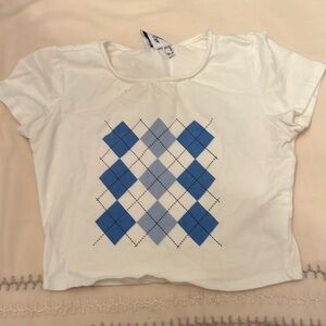 White Princess Polly Argyle Top
